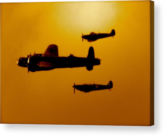 Battle Of Britain Flight At Dusk Acrylic Print featuring the photograph Battle of Britain Flight at Dusk by John Colley