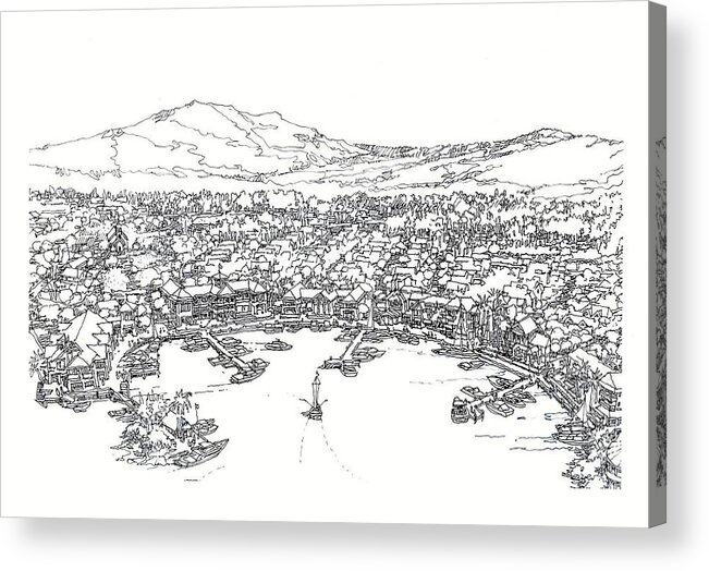 Bayfront Development -aerial View Architecture Acrylic Print featuring the drawing Bayfront by Andrew Drozdowicz