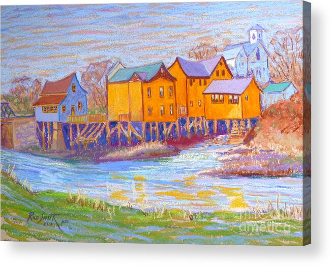 Landscape Acrylic Print featuring the pastel Bear River Nova Scotia by Rae Smith PSC