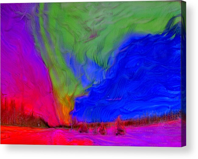 Landscapes Skies Auroa Borealis Northern Skies Astronomy Magical Spiritual Stars Light Beauty Natural World Acrylic Print featuring the painting Beauty of the Spirit2 by FeatherStone Studio Julie A Miller