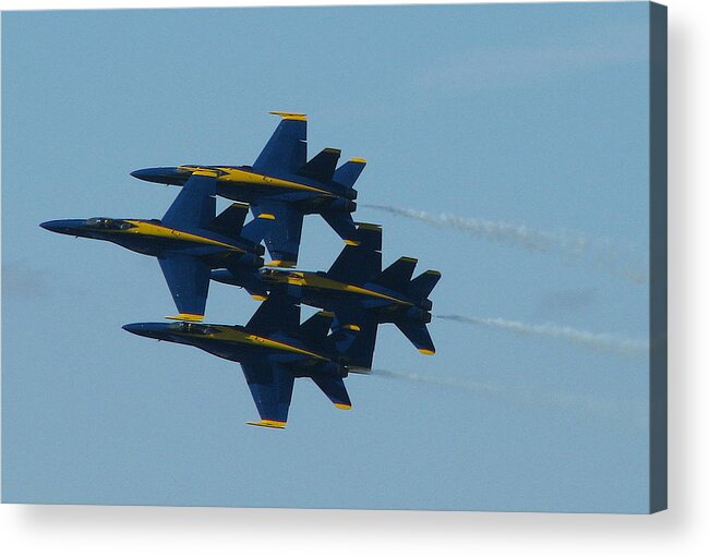Blue Angels Acrylic Print featuring the photograph Blue Angels Diamond from Right by Samuel Sheats