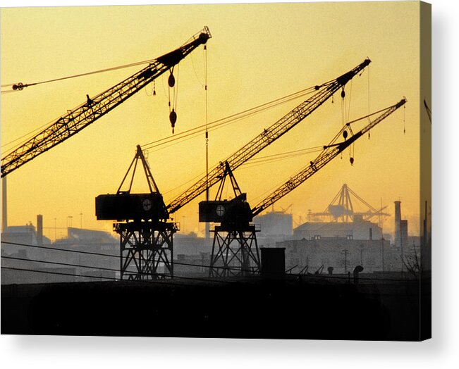 Shipyards Acrylic Print featuring the photograph Blue Collar Sunset by Mike Flynn