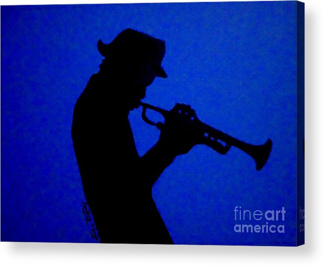 Blues Acrylic Print featuring the drawing Blues Man by Julie Brugh Riffey