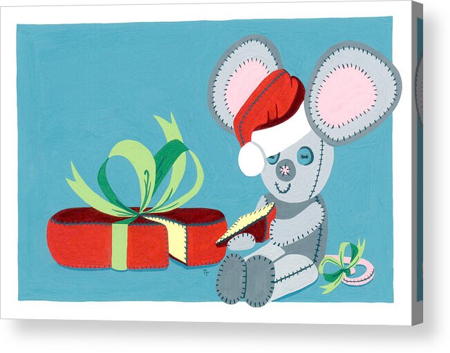 Christmas Acrylic Print featuring the painting Christmas Mouse by Terry Taylor