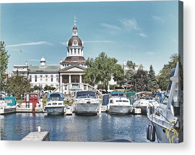 Kingston Acrylic Print featuring the photograph City Hall Kingston Ontario Canada by Peggy Holcroft