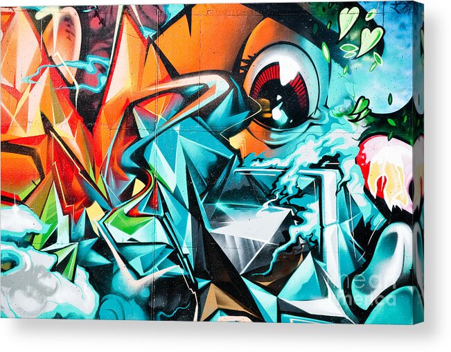 Abstract Acrylic Print featuring the painting Colorful Graffiti Fragment by Yurix Sardinelly