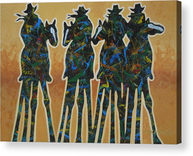 Contemporary Acrylic Print featuring the painting Colors Of Four by Lance Headlee