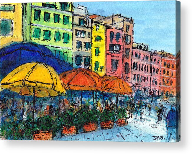 Italy Acrylic Print featuring the painting Colours Vernazza Italy by Jackie Sherwood