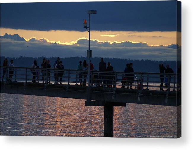Pier Acrylic Print featuring the photograph Des Moines Pier by Jerry Cahill