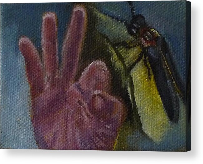 F Is For Firefly Acrylic Print featuring the painting F is for Firefly by Jessmyne Stephenson