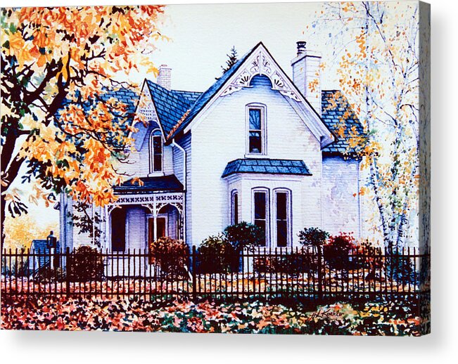 House Portrait Acrylic Print featuring the painting Family Home Portrait by Hanne Lore Koehler