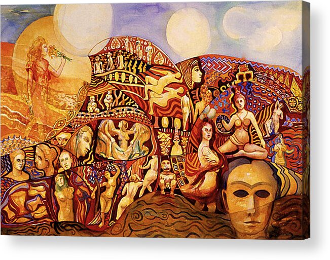 Ancient Feminine Archetypes Acrylic Print featuring the painting Female Journey by Nancy Wait