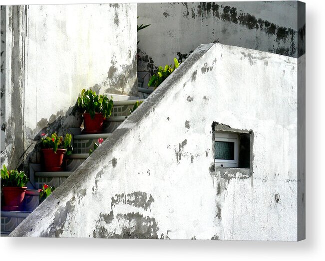 Digital Photography Acrylic Print featuring the photograph Flower Stairway by Jean Wolfrum