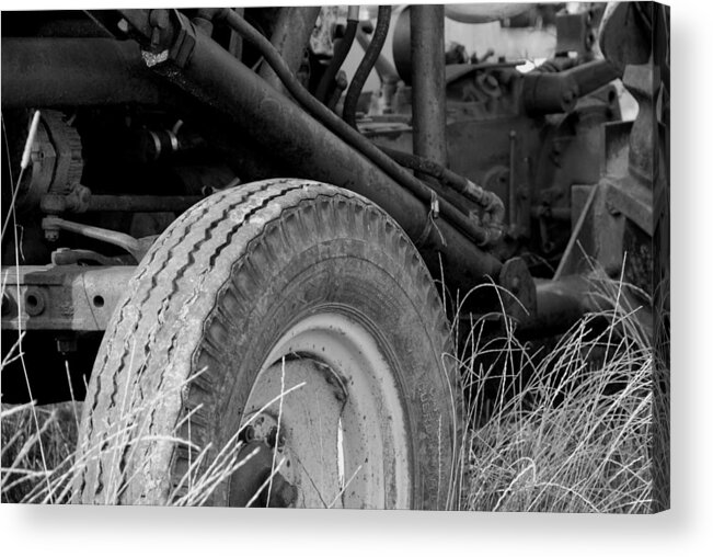 Ford Acrylic Print featuring the photograph Ford Tractor Details in Black and White by Jennifer Ancker