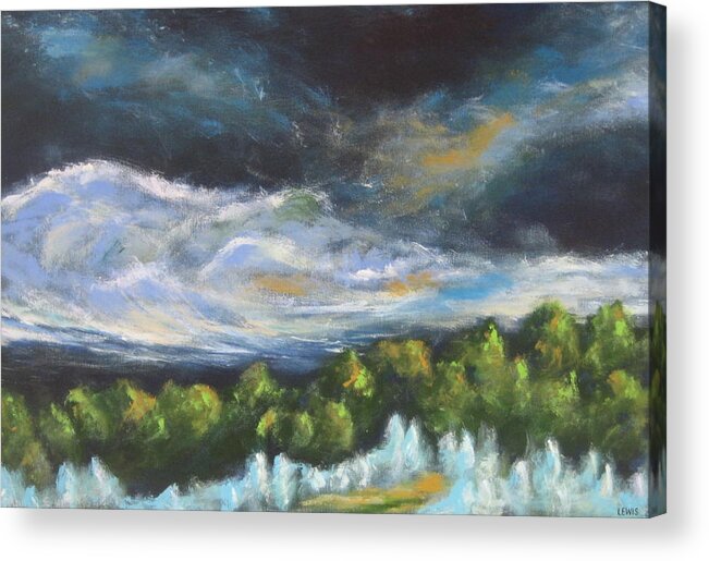 Trees Acrylic Print featuring the painting Fresh by Ellen Lewis