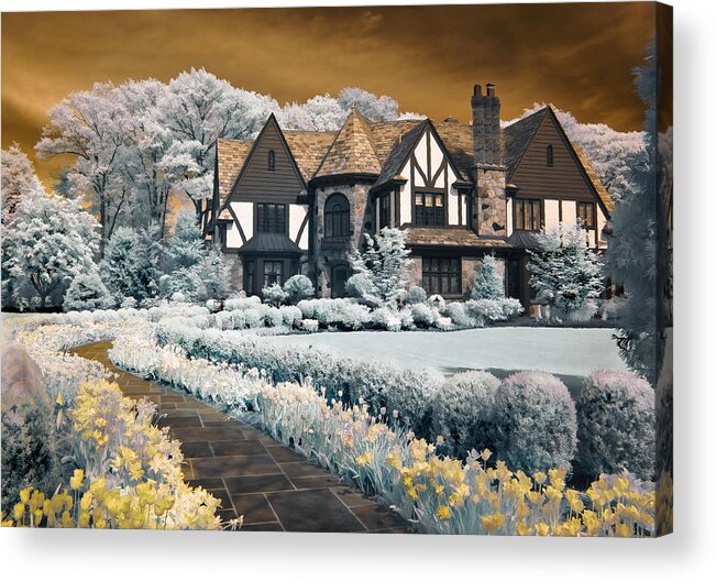 Infrared Acrylic Print featuring the photograph Garden City Tudor by Steve Zimic