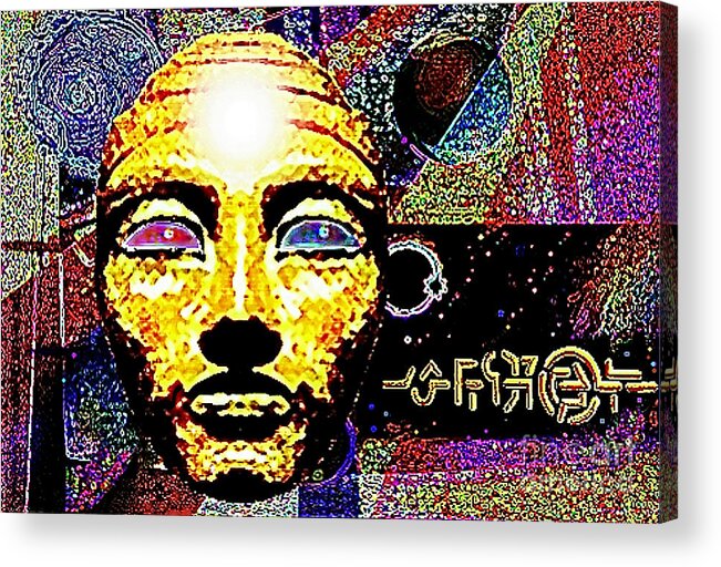 Mask Acrylic Print featuring the mixed media Golden Mask Mystery by Hartmut Jager