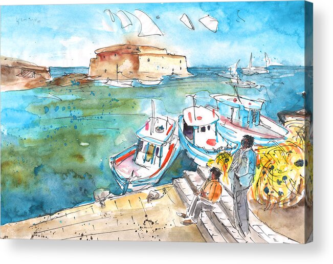 Travel Sketch Acrylic Print featuring the painting Heraklion 02 by Miki De Goodaboom