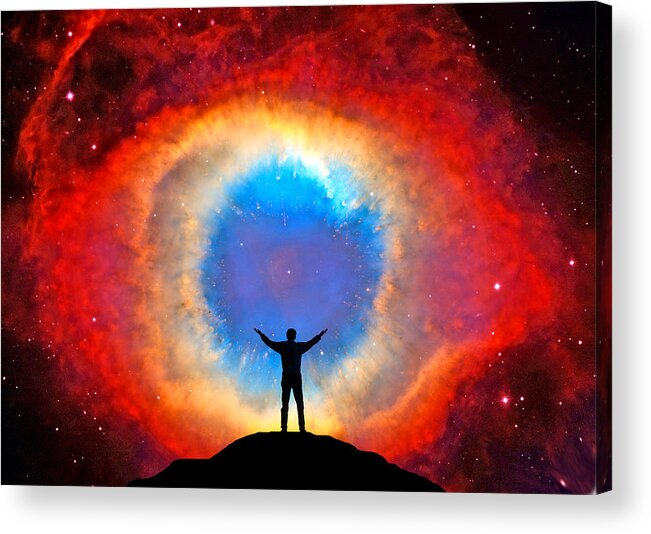 Amateur Astronomer Acrylic Print featuring the photograph In Awe of the Helix Nebula by Larry Landolfi