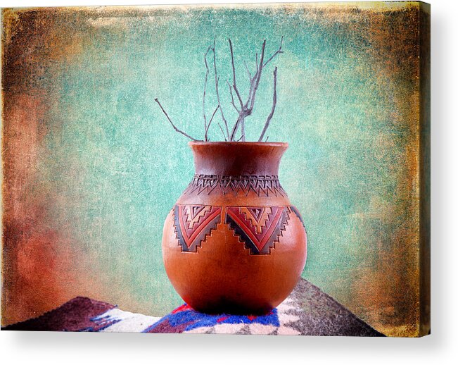 Indian Pottery Acrylic Print featuring the photograph Indian Pottery No2 by James Bethanis