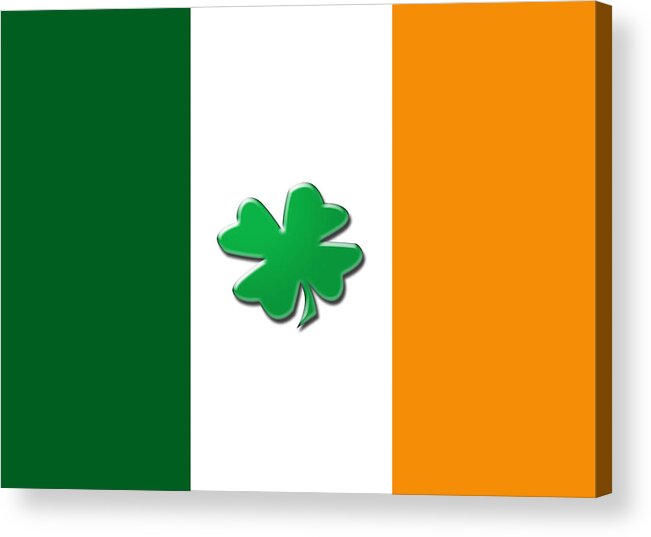 Flags Acrylic Print featuring the digital art Irish shamrock flag by Christopher Rowlands