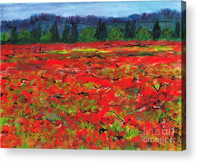 Italy Acrylic Print featuring the painting Italian Poppies Tuscany by Jackie Sherwood