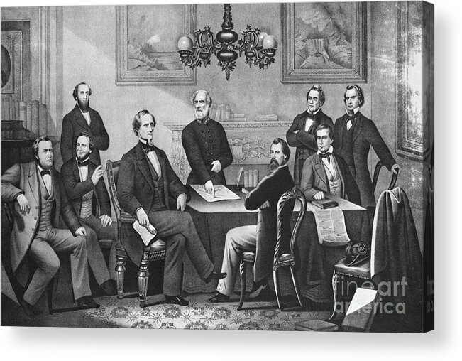 America Acrylic Print featuring the photograph Jefferson Davis, Cabinet by Photo Researchers