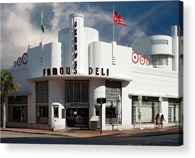 Art Deco District Miami Beach Acrylic Print featuring the photograph Jerry's Famous Deli. Miami. FL. USA by Juan Carlos Ferro Duque