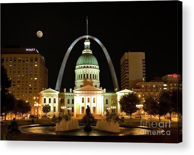 St. Louis Acrylic Print featuring the photograph Kiener Plaza Running Man by Tim Mulina