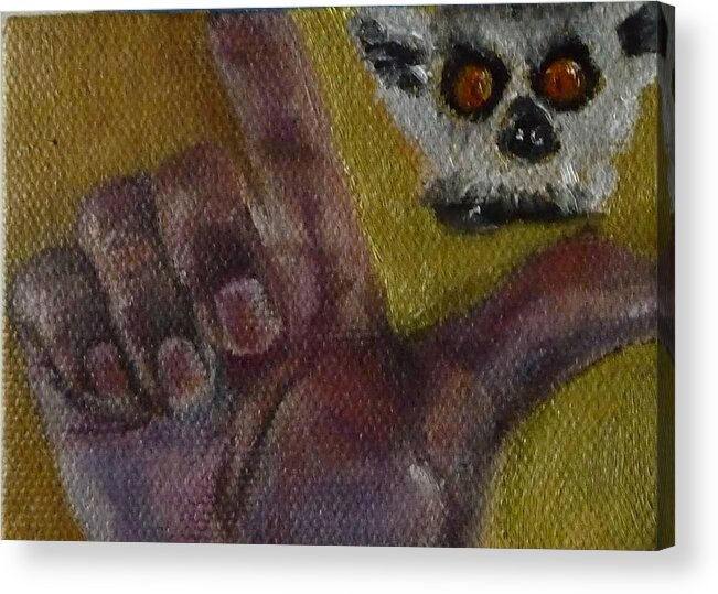 American Sign Language Acrylic Print featuring the painting L is for Lemur by Jessmyne Stephenson