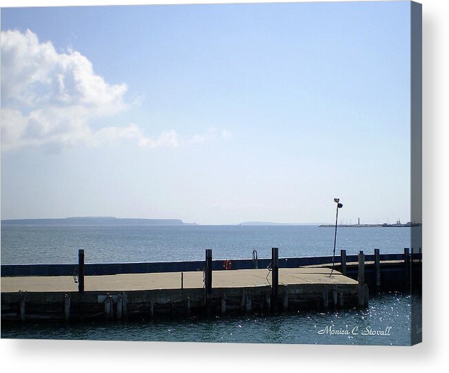  Acrylic Print featuring the photograph Lake Huron Harbor and Mackinaw Island View - Michigan by Monica C Stovall