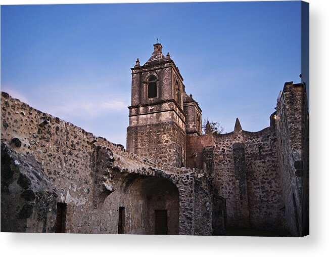 Mission Concepcion Acrylic Print featuring the photograph Mission Concepcion Courtyard by Melany Sarafis