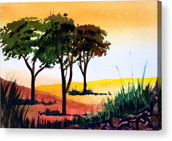 Trees Acrylic Print featuring the painting Morning Light by Frank SantAgata