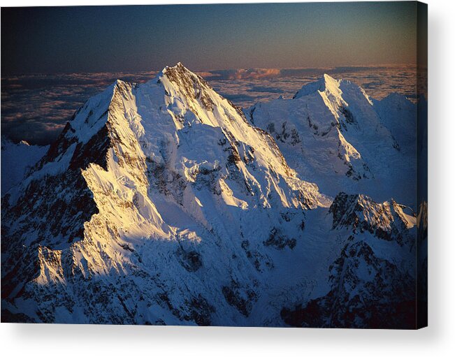 Aerial View Acrylic Print featuring the photograph Mt Cook Or Aoraki And Mt Tasman, Aerial by Colin Monteath