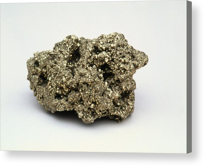 Fool's Gold Acrylic Print featuring the photograph Nugget Of Fool's Gold, Iron Pyrites by Kaj R. Svensson
