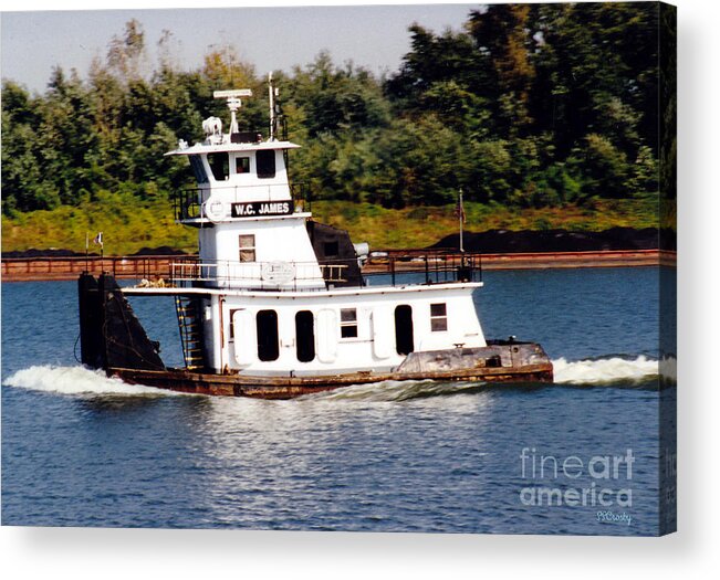 Towboat Acrylic Print featuring the photograph Ohio River Towboat by Susan Stevens Crosby