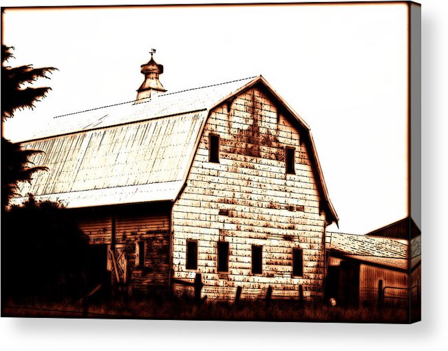 Barn Acrylic Print featuring the digital art Out West by Kathy Sampson