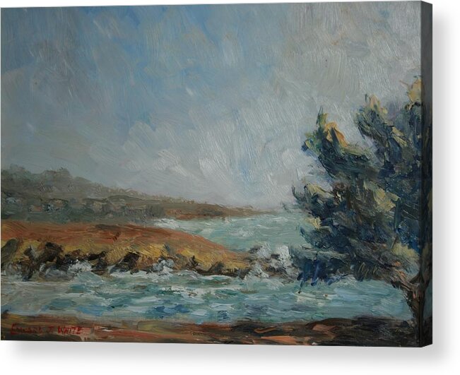 Cambria Acrylic Print featuring the painting Pacific Air Cambria Coast by Edward White