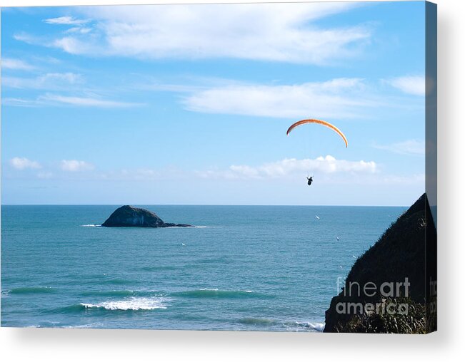 Para-glider Acrylic Print featuring the photograph Paraglider on the Ocean Beach by Yurix Sardinelly