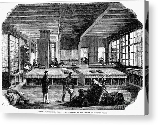 1853 Acrylic Print featuring the photograph Paris: Pawn Shop, 1853 by Granger