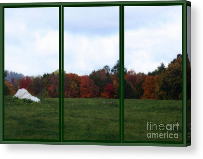 Photography Acrylic Print featuring the photograph Pasture In Fall Through A Window by Smilin Eyes Treasures