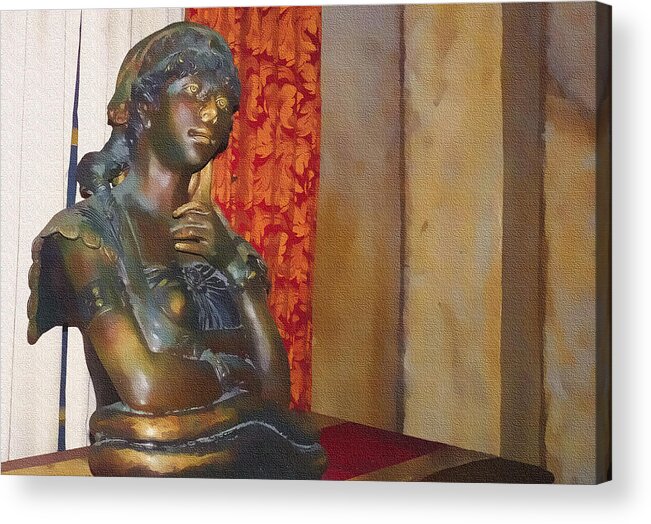 Statue Acrylic Print featuring the photograph Pensive statue by Nora Martinez