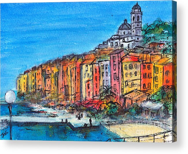 Italy Acrylic Print featuring the painting Portovenere Italy by Jackie Sherwood