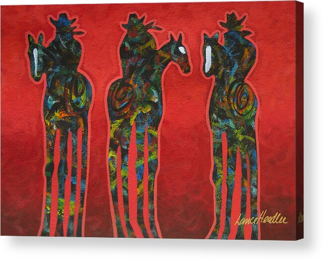 Abstract Acrylic Print featuring the painting Riding Red by Lance Headlee