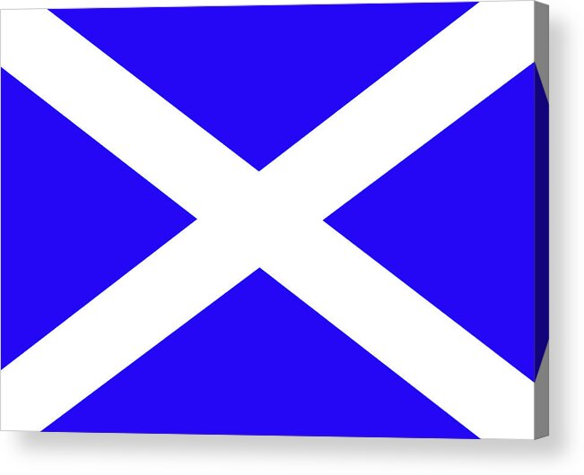 Cross Acrylic Print featuring the digital art Scottish flag by Christopher Rowlands