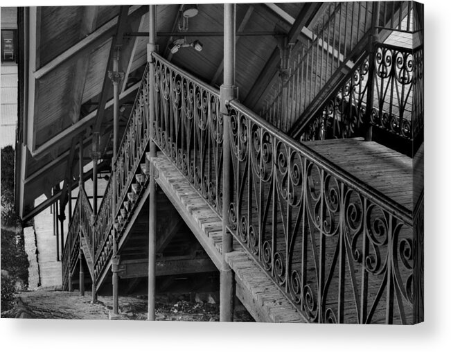 Arts District Acrylic Print featuring the photograph Stairway to trains by Dennis Dame