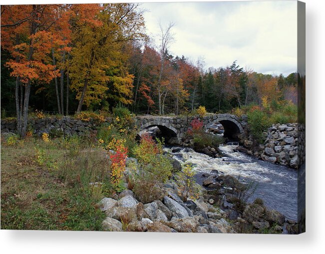 Autumn Acrylic Print featuring the photograph Stone Bridge Autumn 2011 by Lois Lepisto