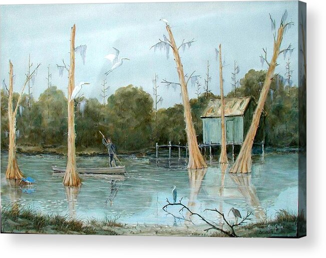 Wilderness Acrylic Print featuring the painting Swamp Bayou by Gary Partin