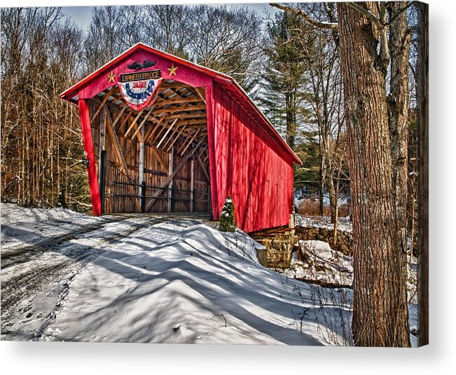 Covered Bridge Acrylic Print featuring the photograph Tannery Bridge by Fred LeBlanc