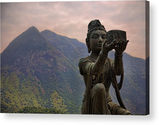 Buddha Acrylic Print featuring the photograph The Offering by Karen Walzer